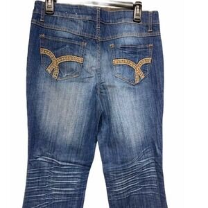 Vintage Fashion Bug Womens Bootcut Jeans Embellished Blue Denim Flare Size 12